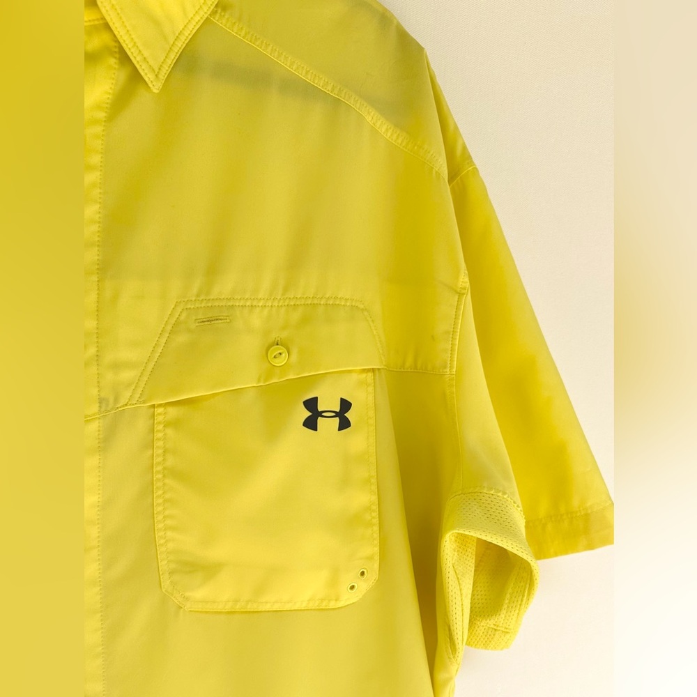 Under Armour Men's Bright Yellow Casual Performance Shirt XL - Picture 7 of 8